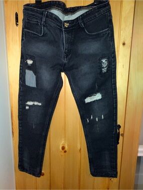 Barkers Men's Black Slim Distressed Jeans- NWOT- Size 36